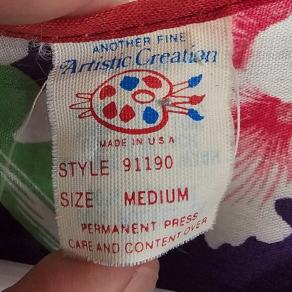 Vintage Purple Red Floral Tank Pearl Snap Retro Boho Hippie M - Picture 9 of 11